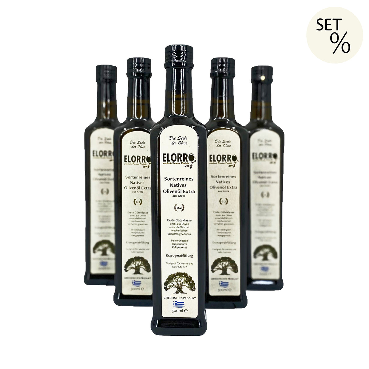 Olivenöl Set 5 Flaschen je 500 ml